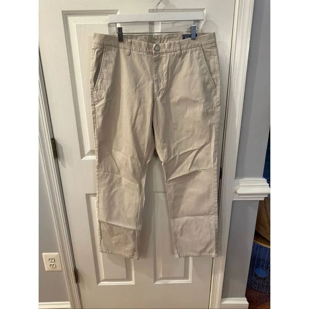 Bonobos Straight Fit Tan Flannel Pocket Lined Chino Pants sz 36/32 EUC